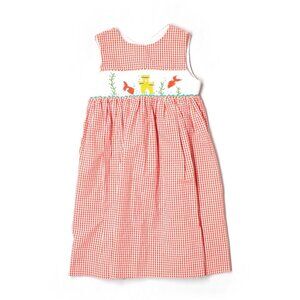 Girl Smocked Frocks Orange Gingham Fish Beach Spring Summer Dress Size 4